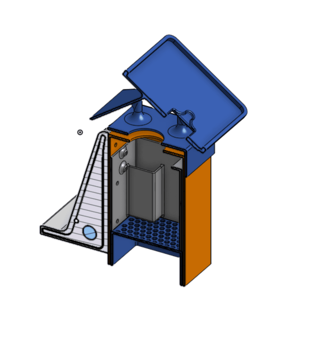 Sectioned V4 CAD view of outdoor sensor enclosure