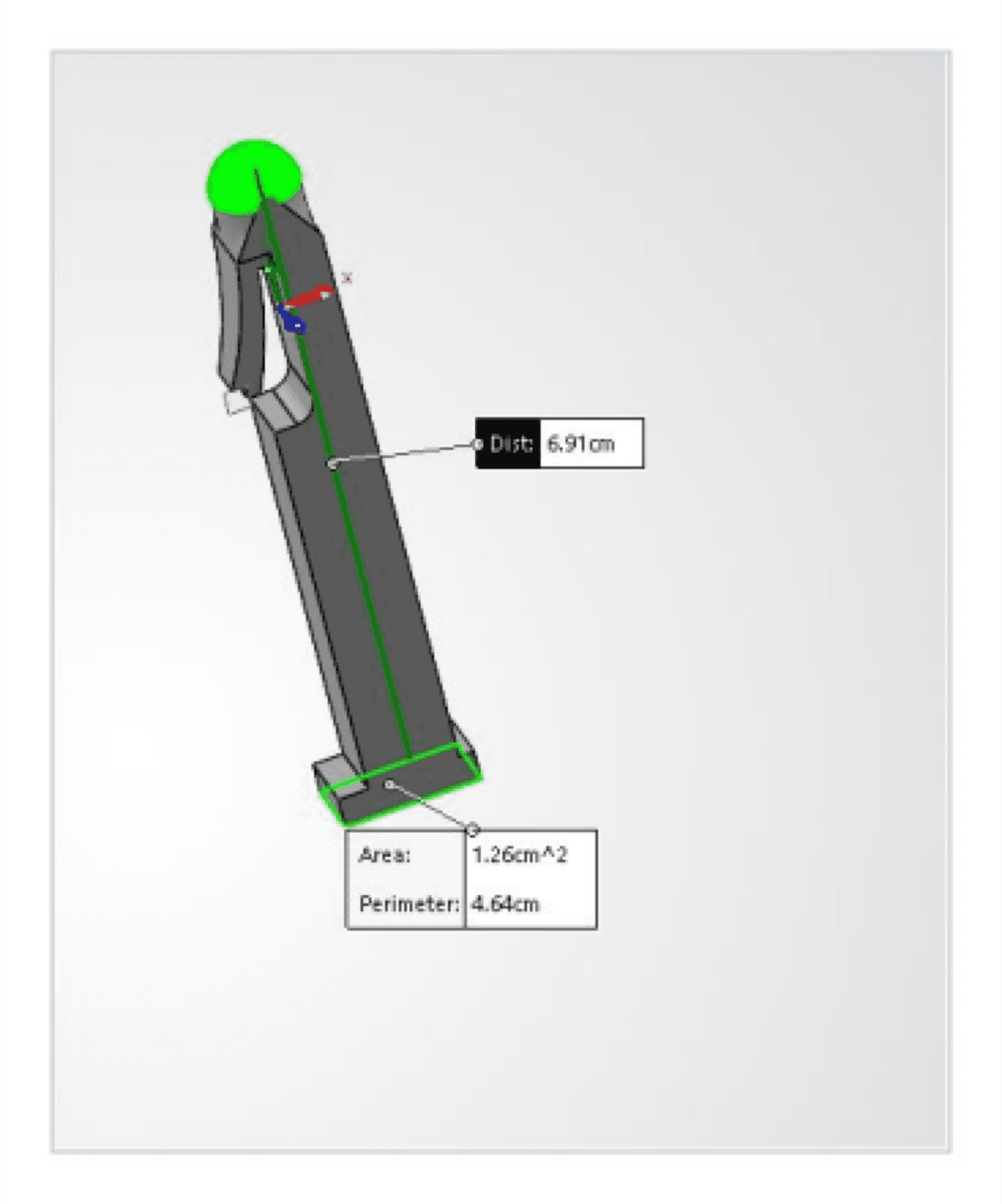 Custom PLA tactile pin CAD dimension view